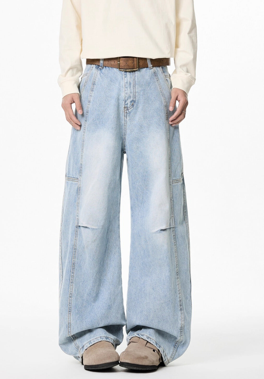 ワイドシルエットレトロユニセックスジーンズ