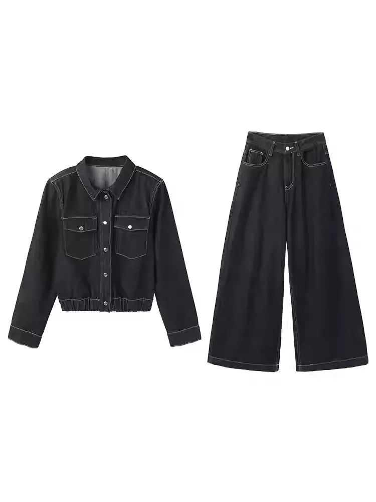 ダークブルーショートデニムジャケット(セットアップ上)