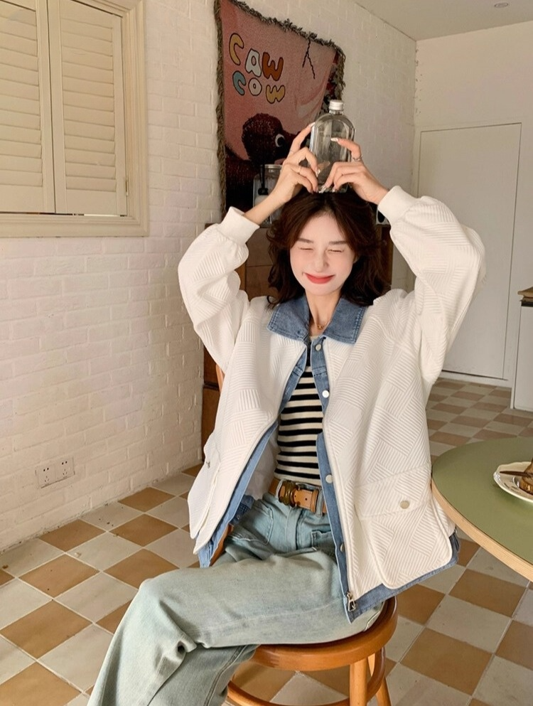 デニムパッチカーディガンジャケット