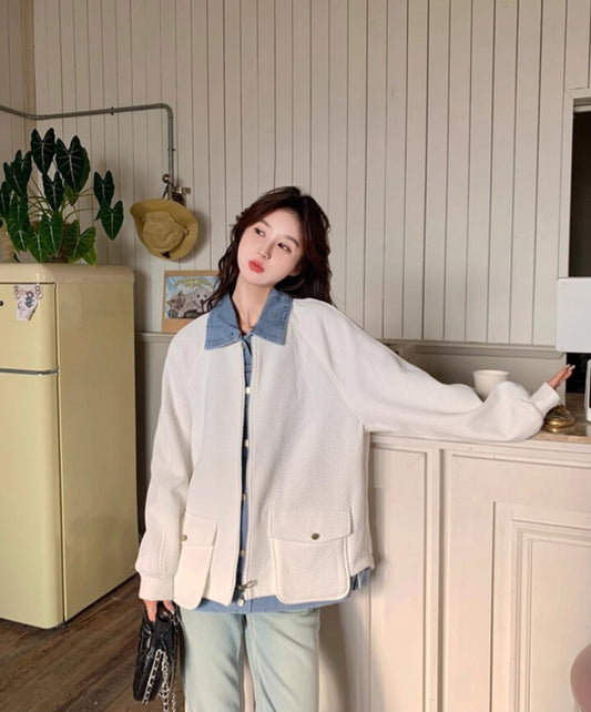 デニムパッチカーディガンジャケット