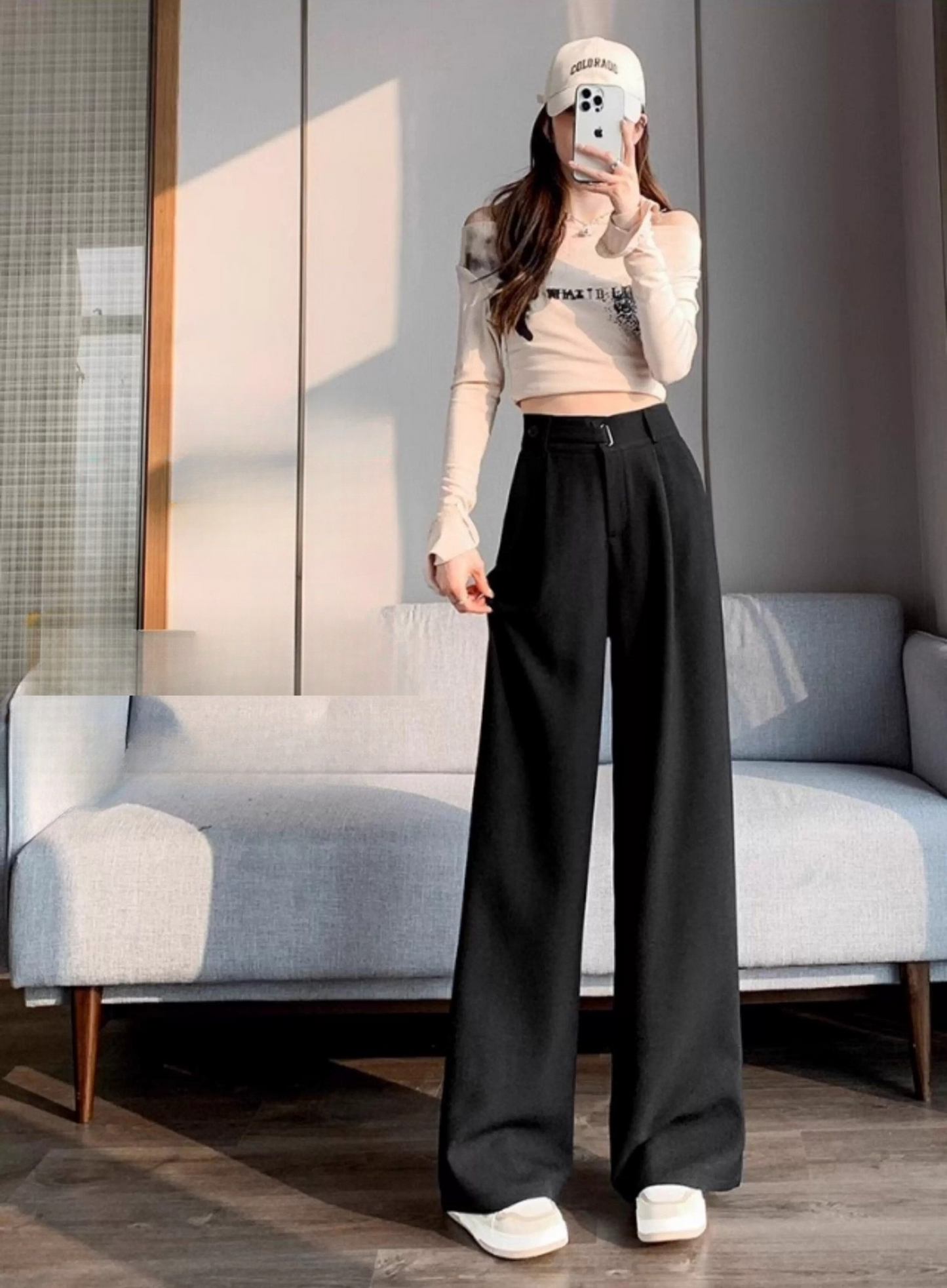 ベルトデザインスラックスパンツ