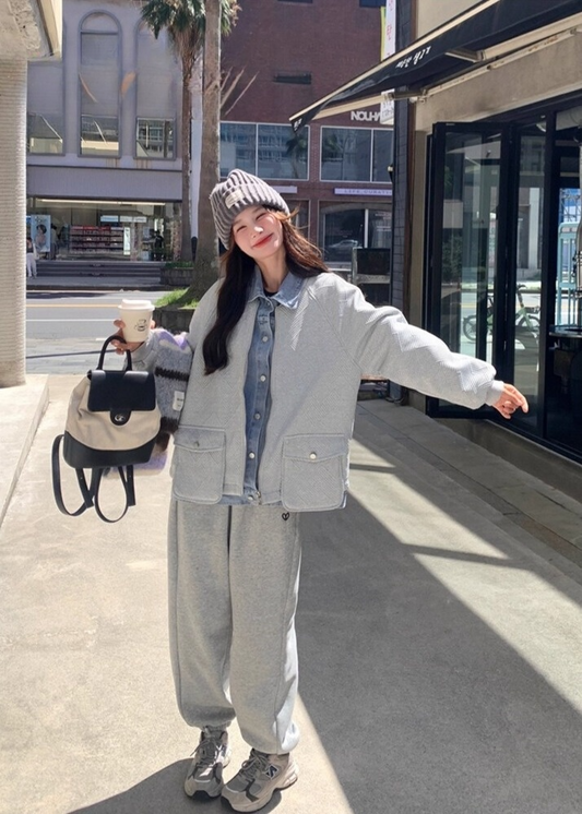 デニムパッチカーディガンジャケット