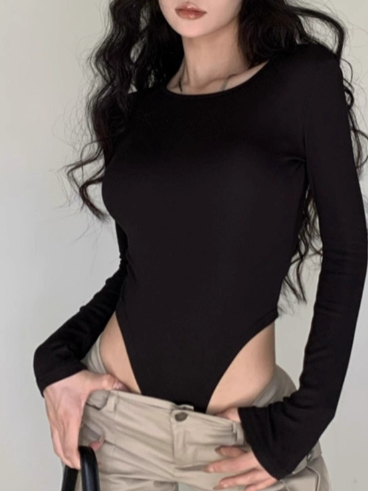 UネックインナーウェアロングTシャツボディースーツ