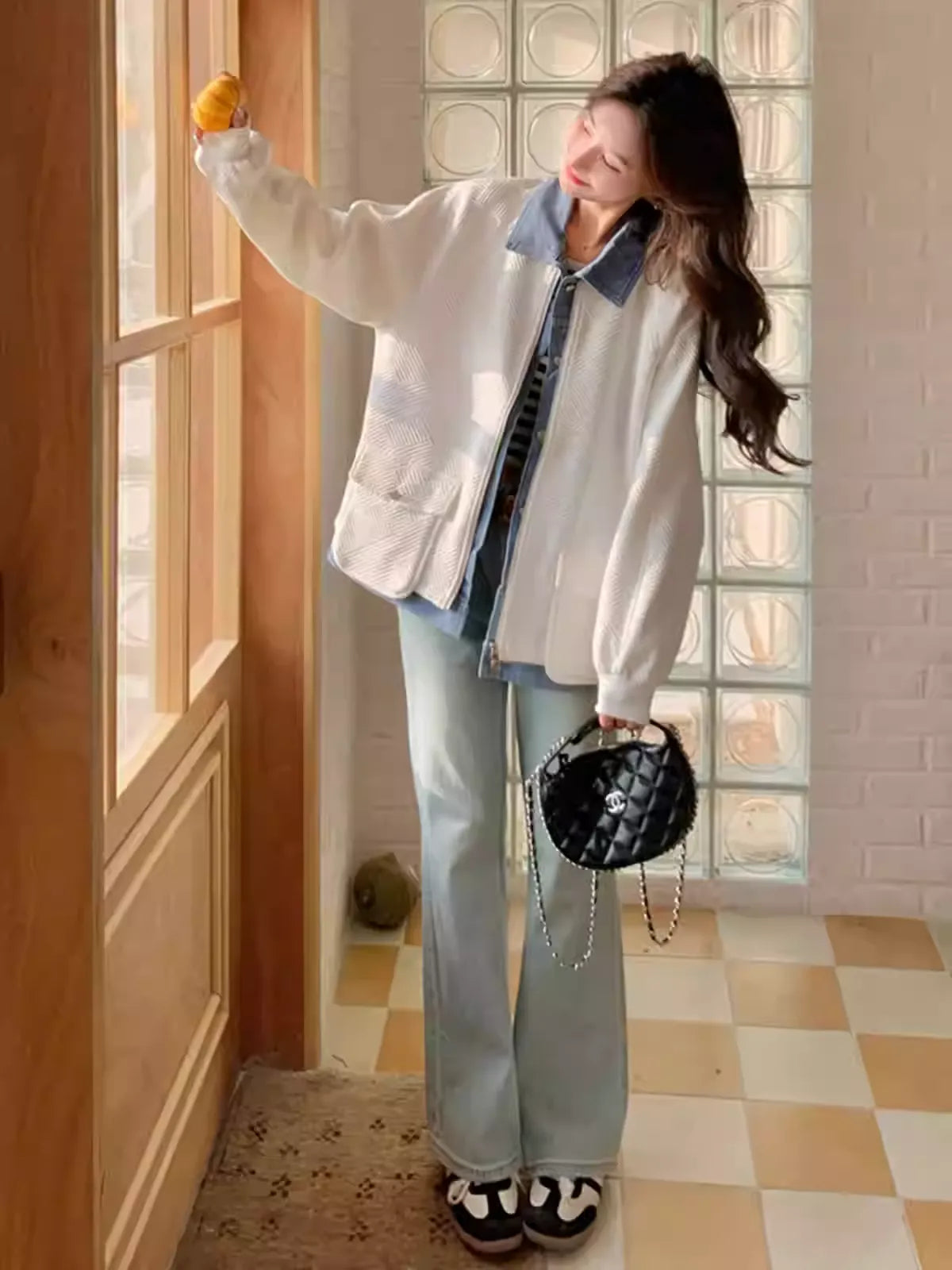 デニムパッチカーディガンジャケット