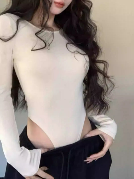 UネックインナーウェアロングTシャツボディースーツ