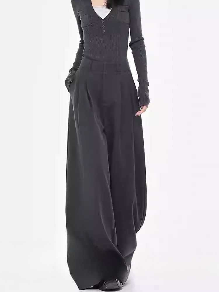 ワイドレッグスラックスパンツ