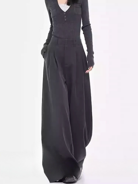 ワイドレッグスラックスパンツ