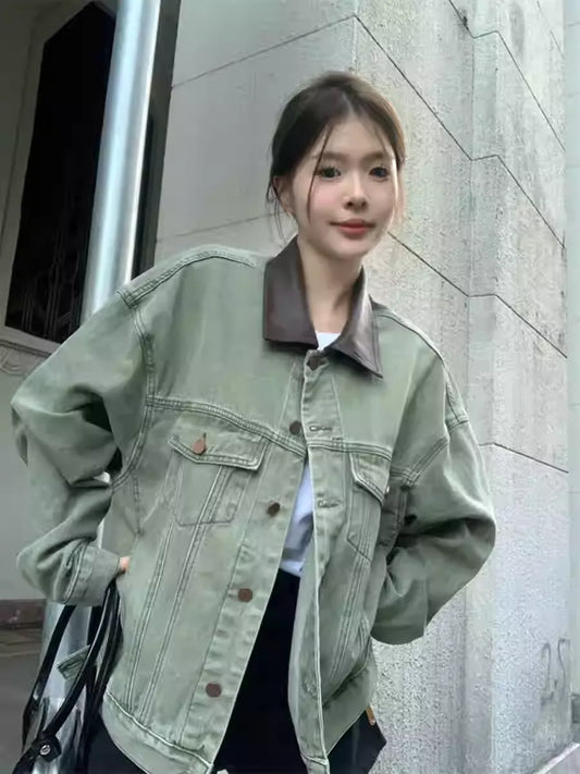 アメリカンレトログリーンデニムジャケット