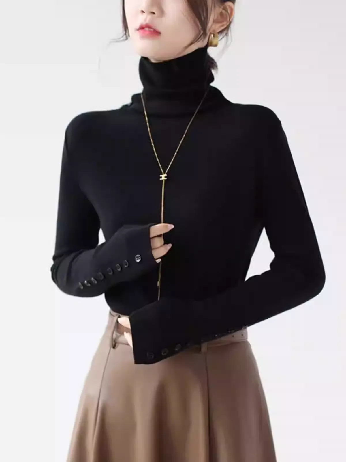 ハイネックニットトップス