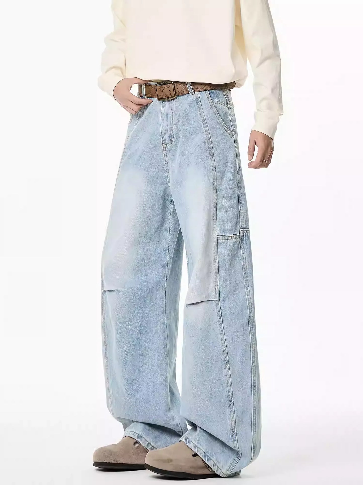 ワイドシルエットレトロユニセックスジーンズ