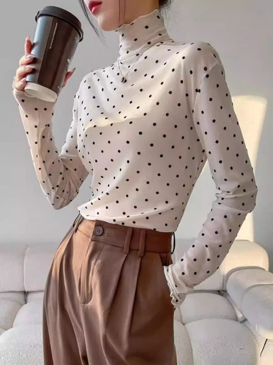 水玉模様メッシュロングTシャツ