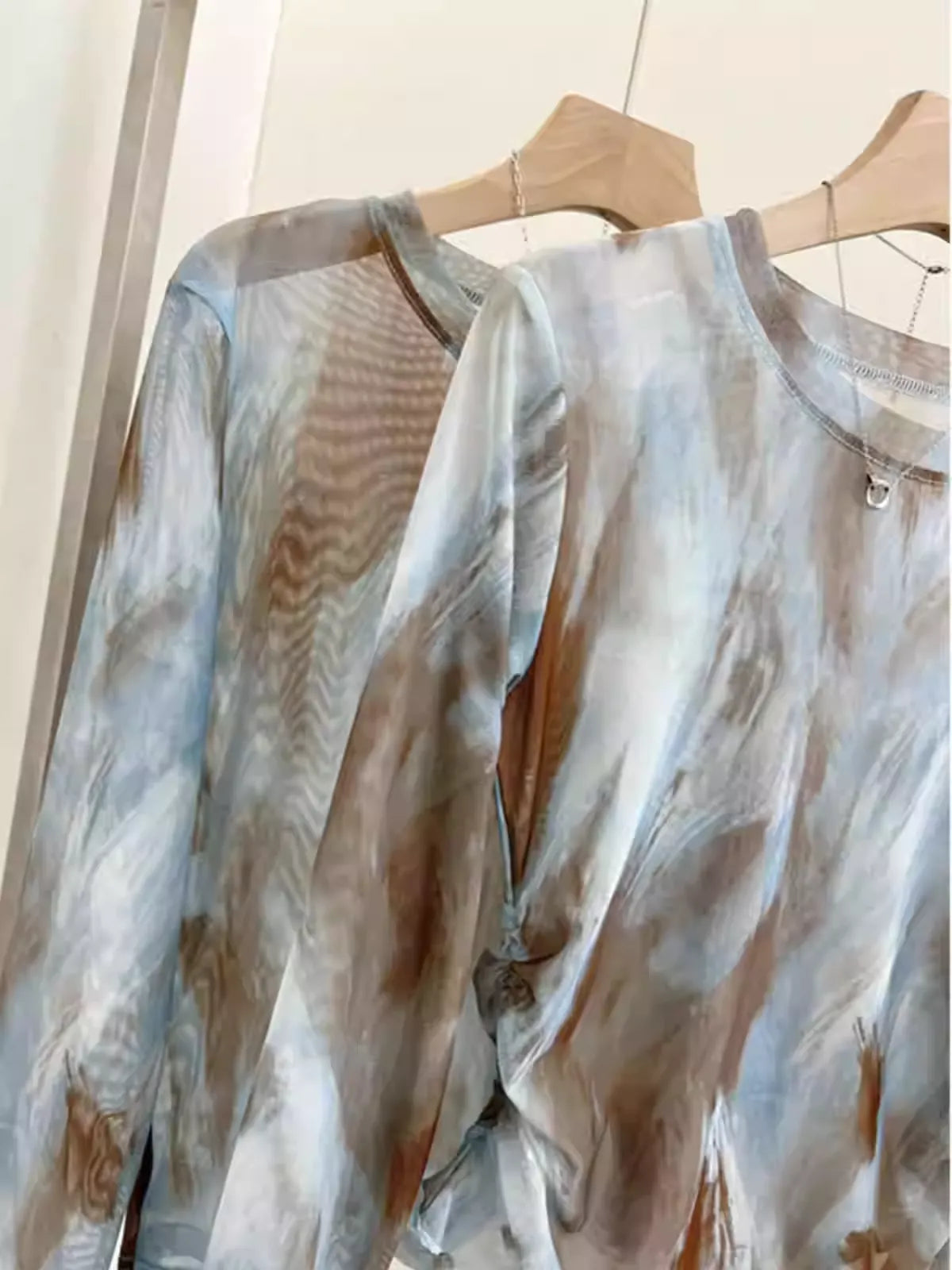 ブレンドプリントメッシュロングTシャツ