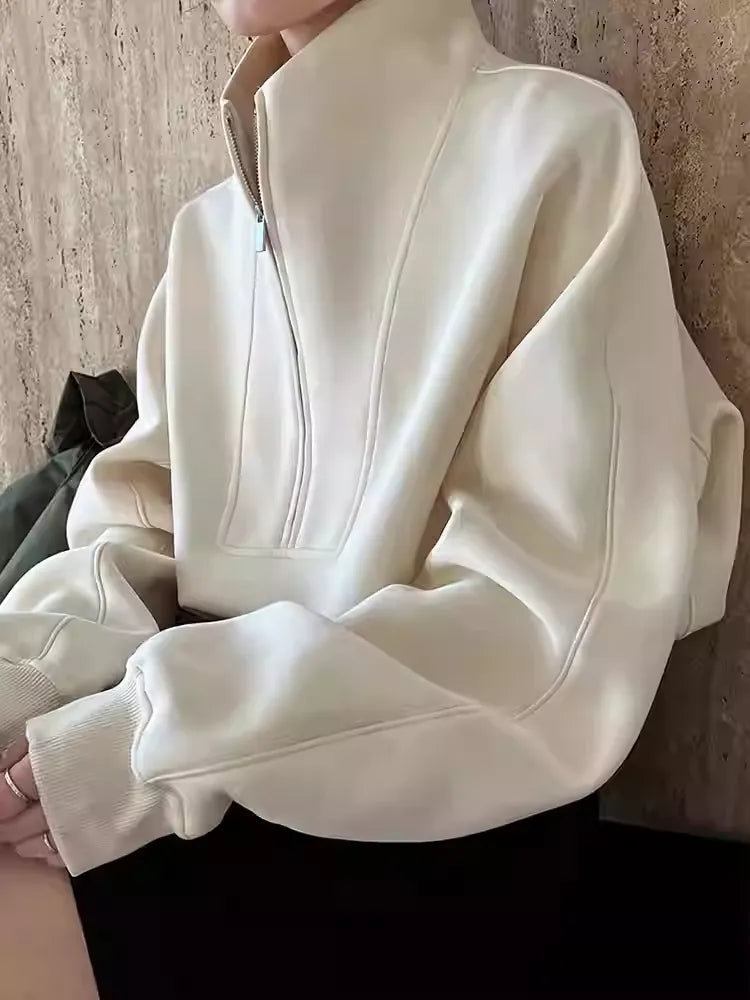 ハーフジップハイネックスウェットシャツ