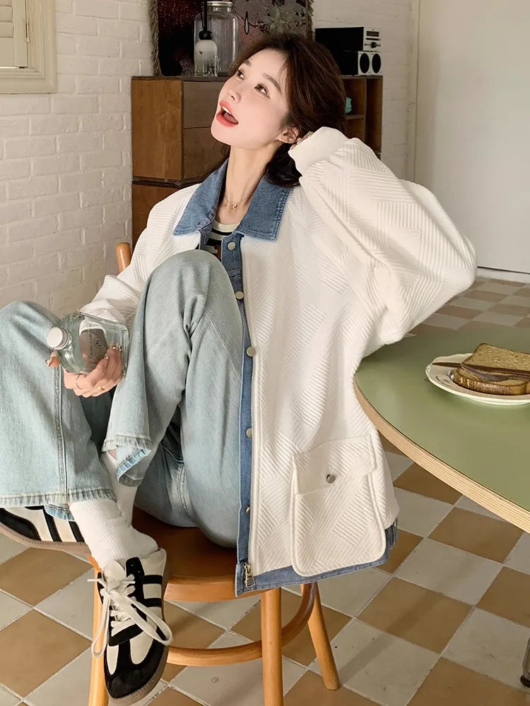 デニムパッチカーディガンジャケット